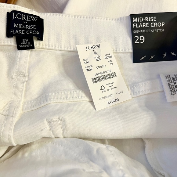 $118 NWT J.Crew Factory Mid-Rise Flare Crop Stretch Jean White Size 29 Waist - Picture 9 of 9